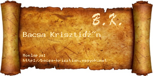 Bacsa Krisztián névjegykártya