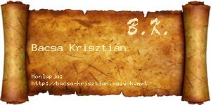 Bacsa Krisztián névjegykártya